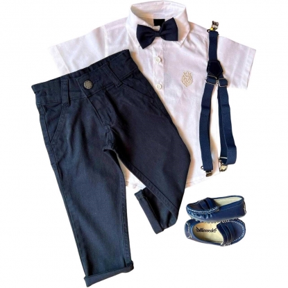 Conjunto Infantil Camisa Curta com Calça Azul mais Kit Azul
