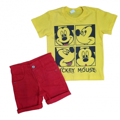 Conjunto Infantil Camiseta Mickey Mouse com Bermuda