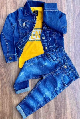 Conjunto Infantil Jeans Jaqueta com Calça