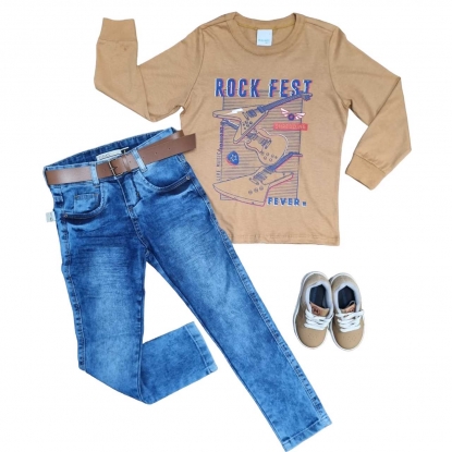 Conjunto Infantil Rock Fest com Calça Jeans