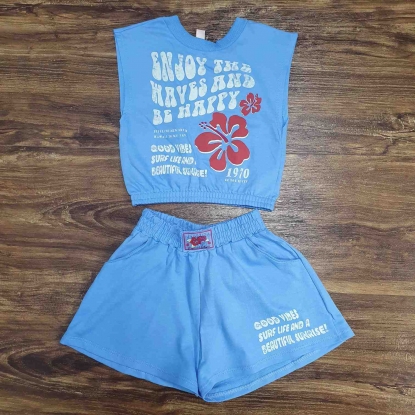 Conjunto Infantil Shorts com Blusinha Azul