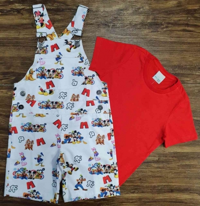 Look Mickey Amigos com Camiseta Vermelha Infantil