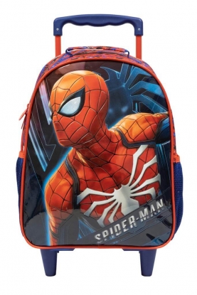 Mochila Rodinhas com Lancheira e Estojo Spider Man Homem Aranha Infantil Escolar