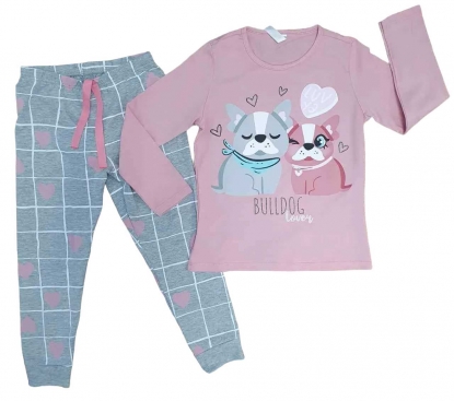Pijama Bulldog Rosa Infantil
