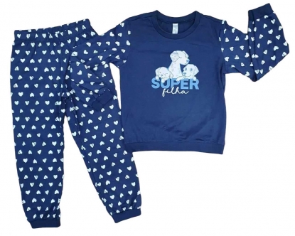 Pijama Super Filha Azul Infantil