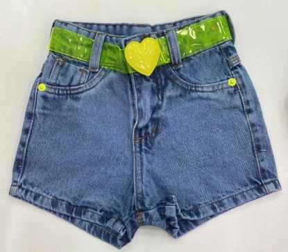 Shorts Jeans com Cinto Coração Verde Infantil
