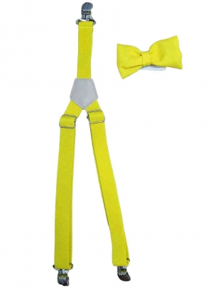 Suspensório e Gravata Borboleta Amarelo