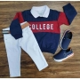 Blusa College com Polo Branca e Calça Jeans Infantil