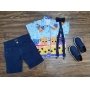 Camisa Bolofofos Azul com Bermuda Jeans Infantil