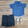 Camisa Jeans com Bermuda Preta Infantil
