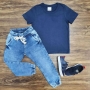 Camiseta Azul Marinho Básica com Calça Jogger Infantil