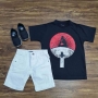 Camiseta Naruto com Bermuda Branca Infantil