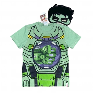 Camiseta Verde Hulk com Máscara Infantil