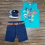Regata Verde PJ Masks com Bermuda Azul Infantil