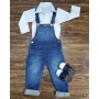 Jardineira Jeans com Body Infantil