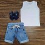 Regata Branca com Bermuda Jeans Infantil