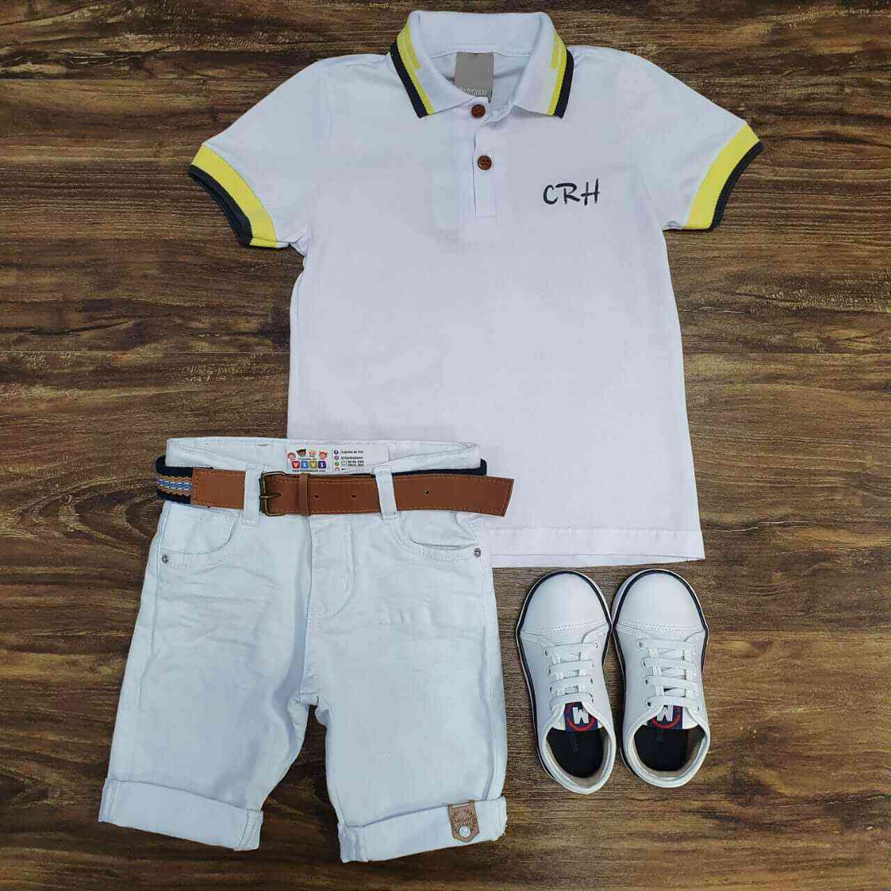 Bermuda Branca com Camisa Polo CRH Infantil
