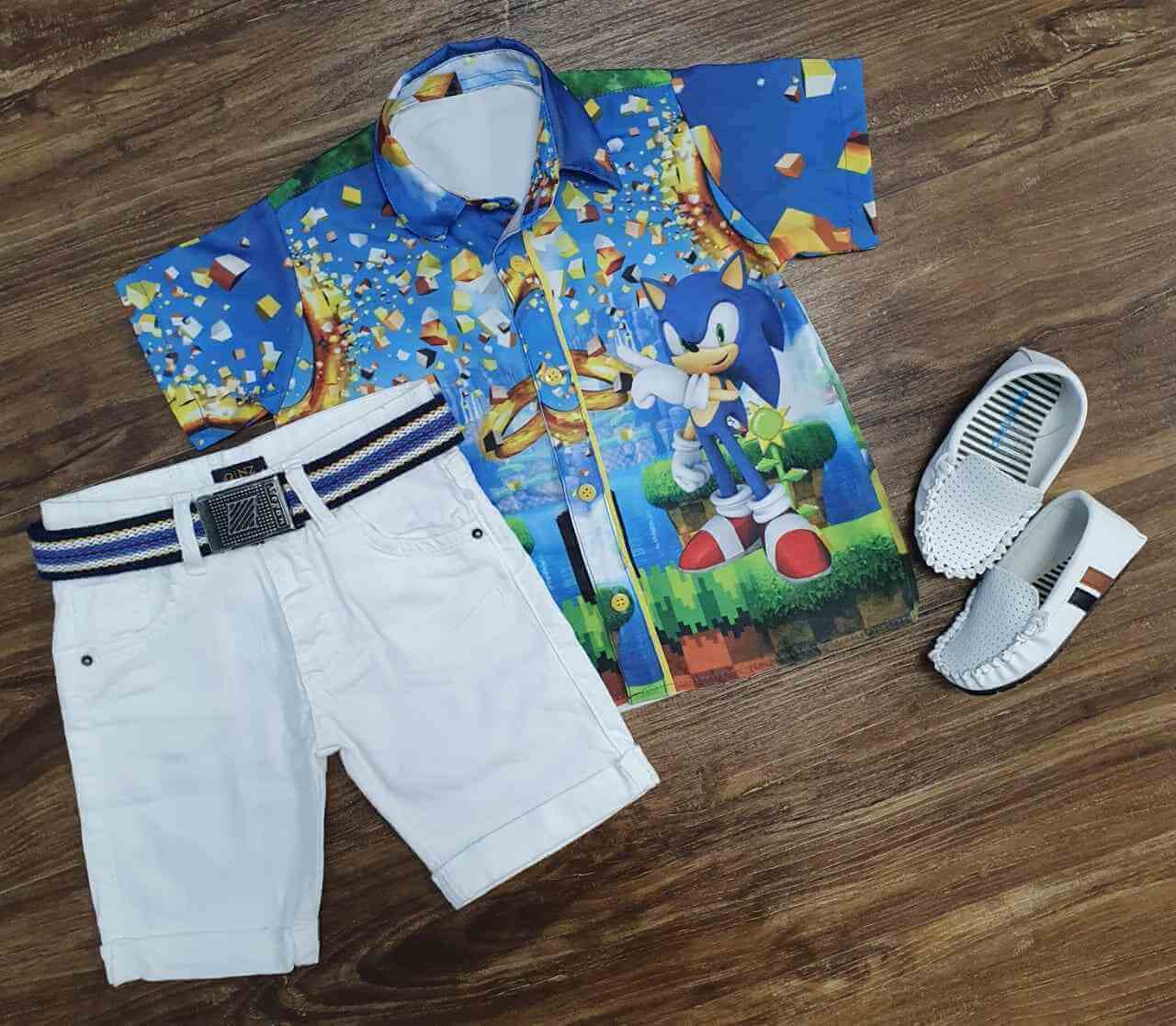 Bermuda Branca com Camisa Sonic