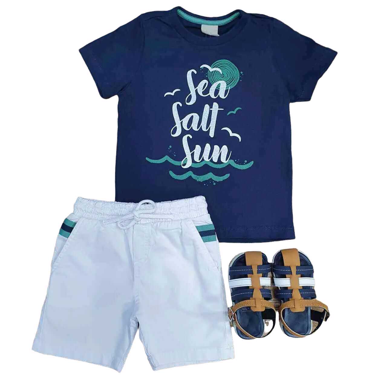 Bermuda Branca com Camiseta Sea Salt Sun Infantil - Lojinha da Vivi