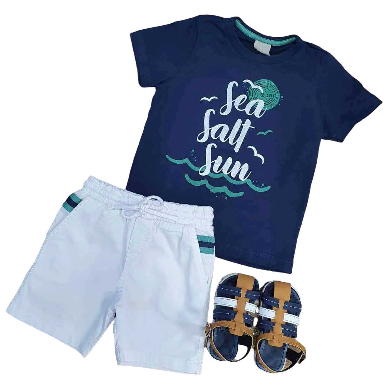 Bermuda Branca com Camiseta Sea Salt Sun Infantil - Lojinha da Vivi