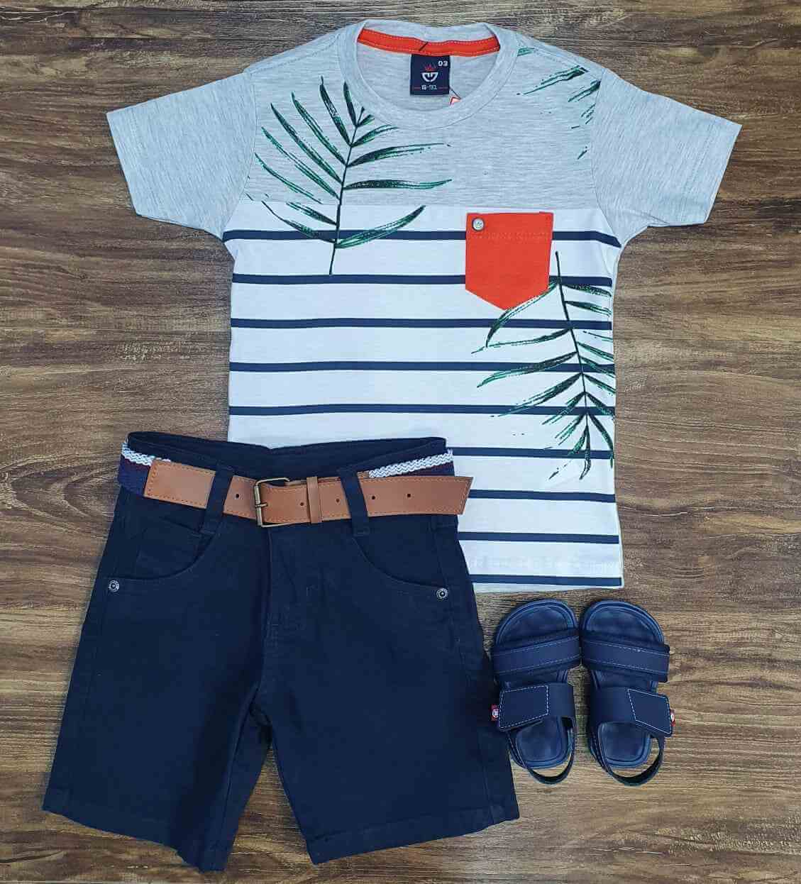 Bermuda com Camisa Listrada Infantil