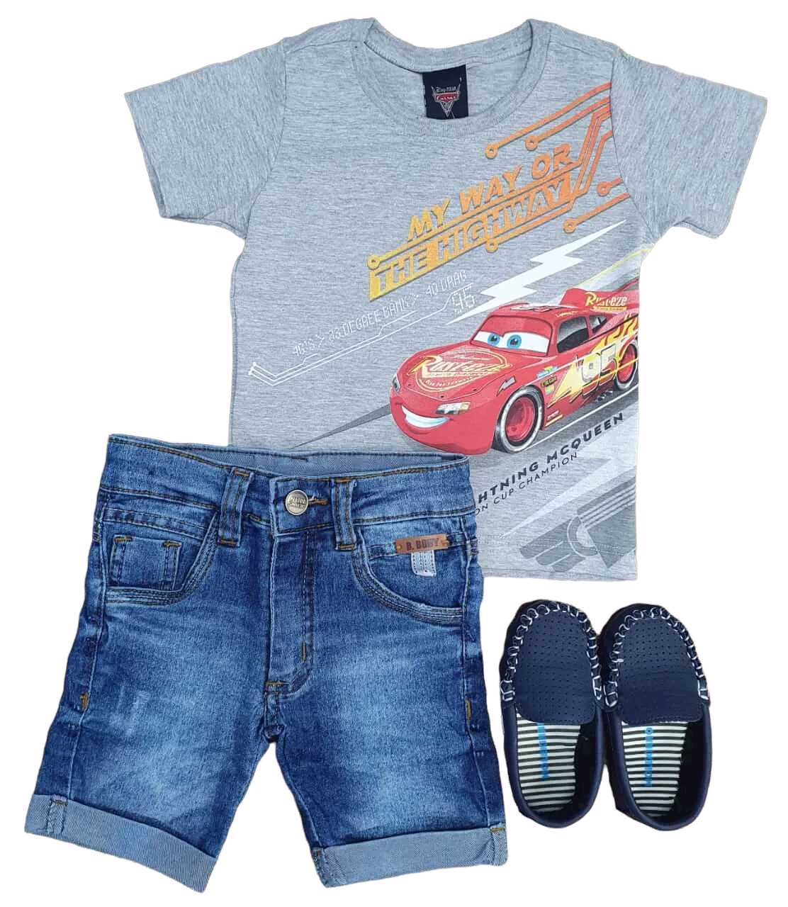 Bermuda com Camiseta Carros Infantil