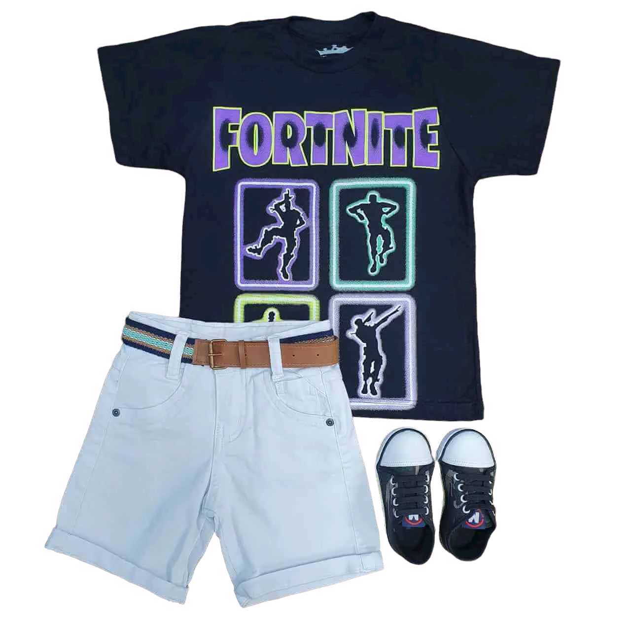 Bermuda com Camiseta Fortnite Infantil  - Lojinha da Vivi