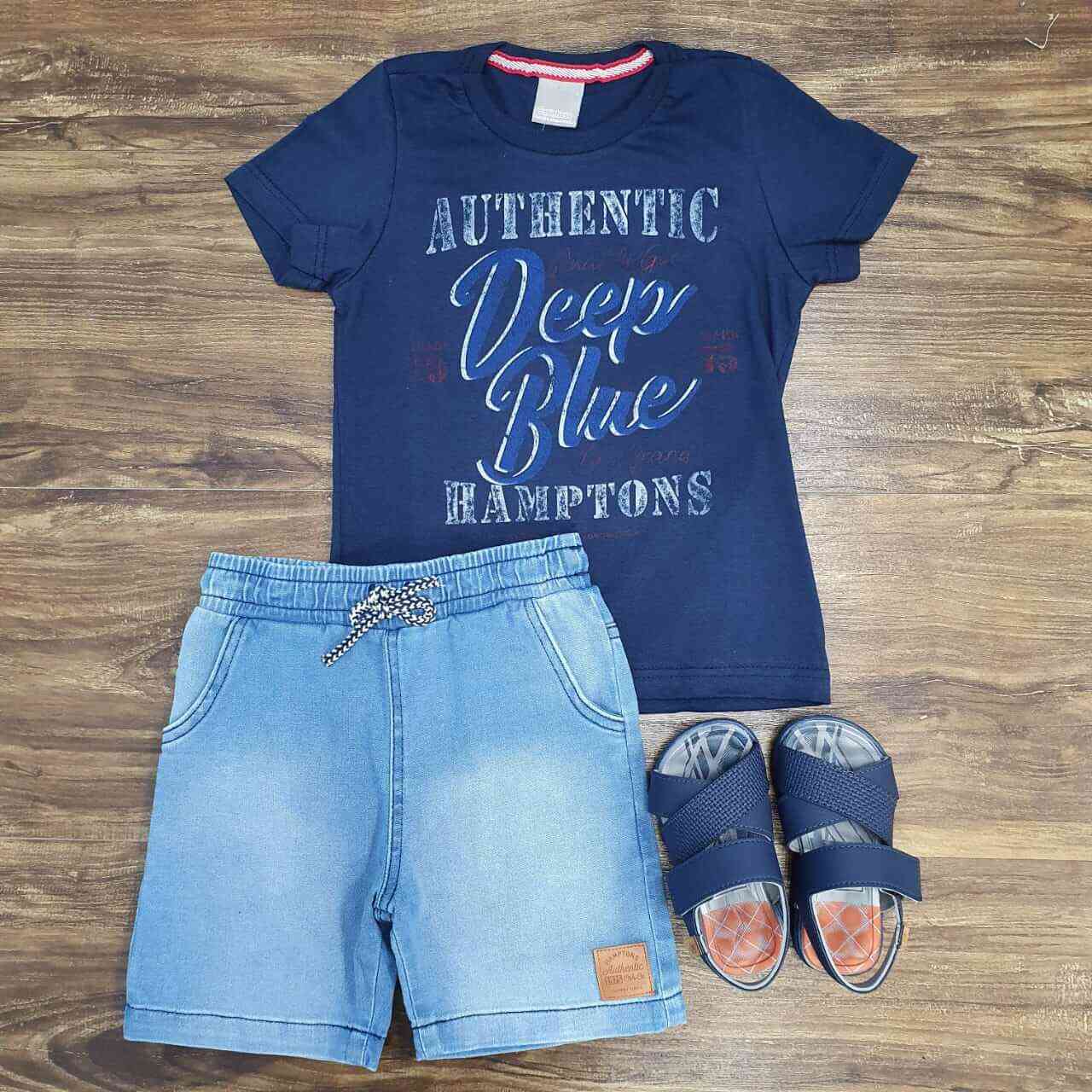 Bermuda Jeans com Camiseta Deep Blue Infantil