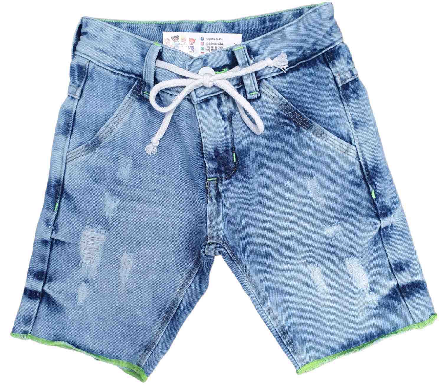 Bermuda Jeans Infantil com Cordão