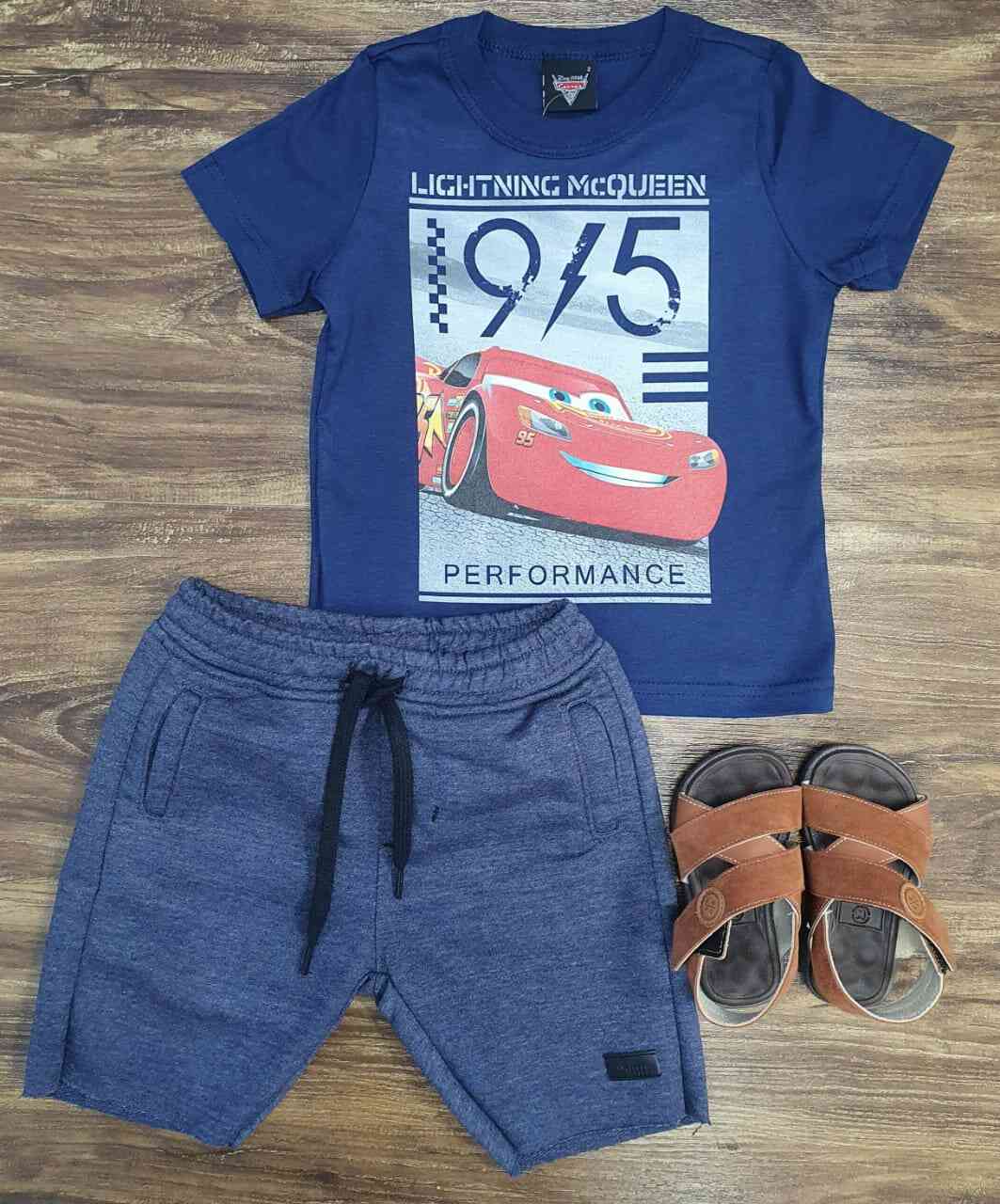 Bermuda Moletom com Camiseta Carros Infantil