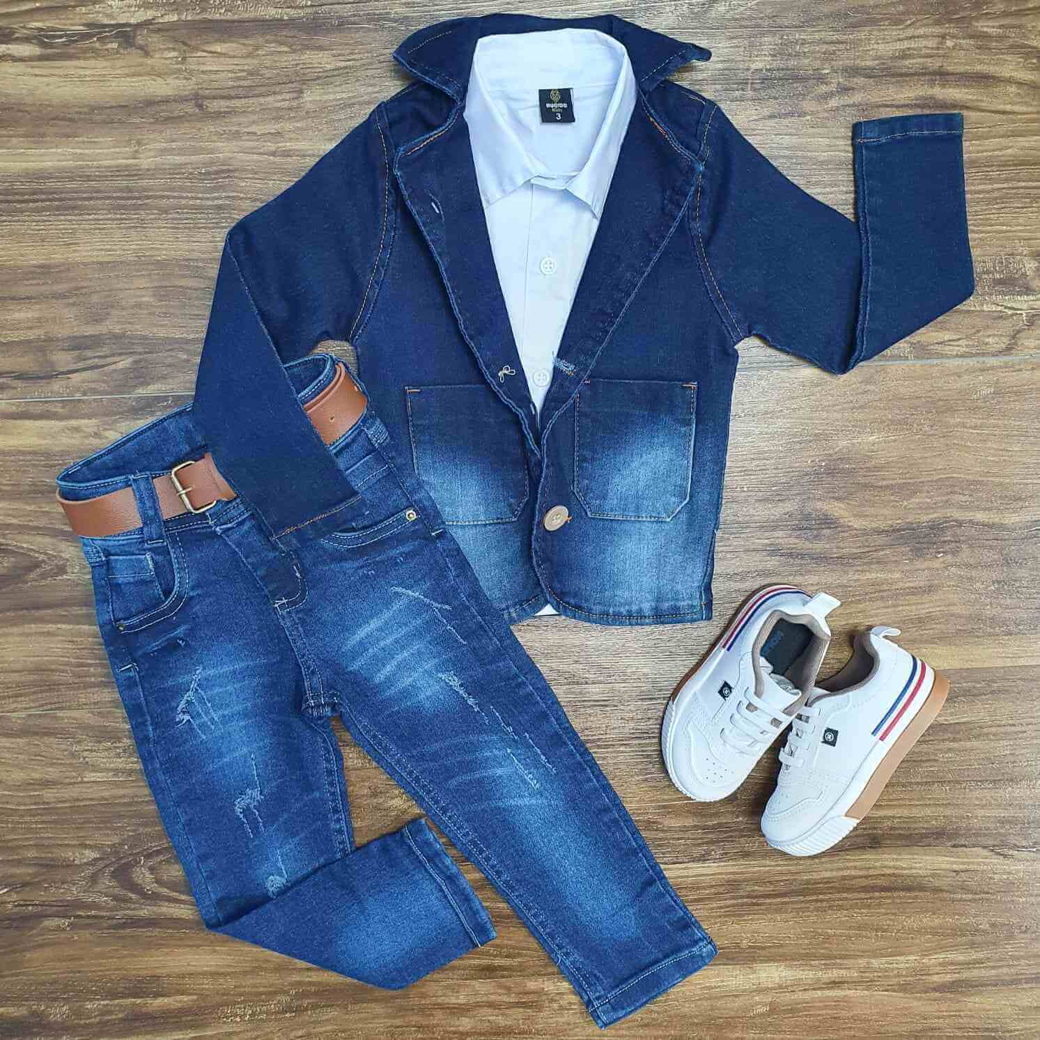 Blazer Jeans com Camisa e Calça Jeans Infantil