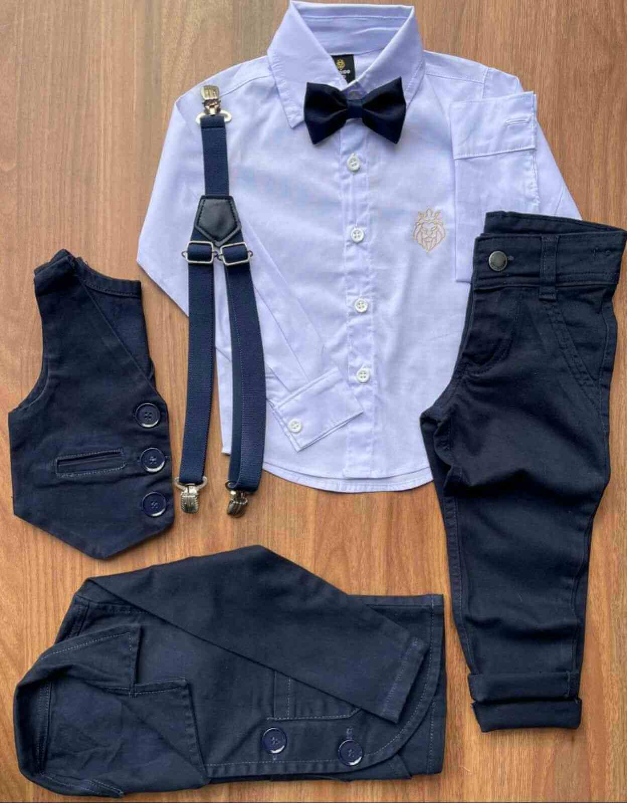 Blazer Azul Marinho com Camisa e Colete mais Calça Infantil