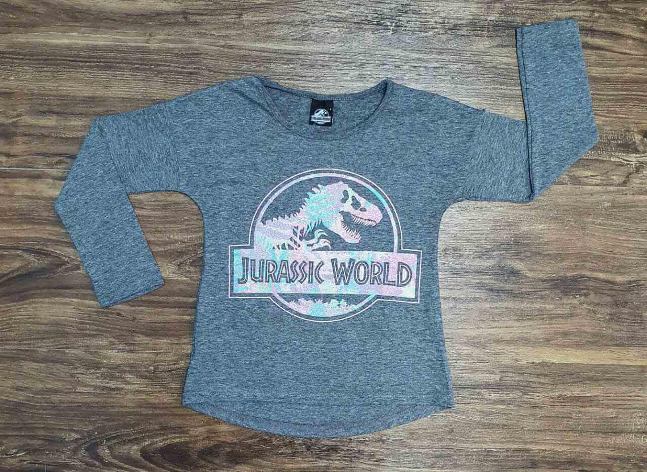 Blusa Jurassic World Cinza Infantil 
