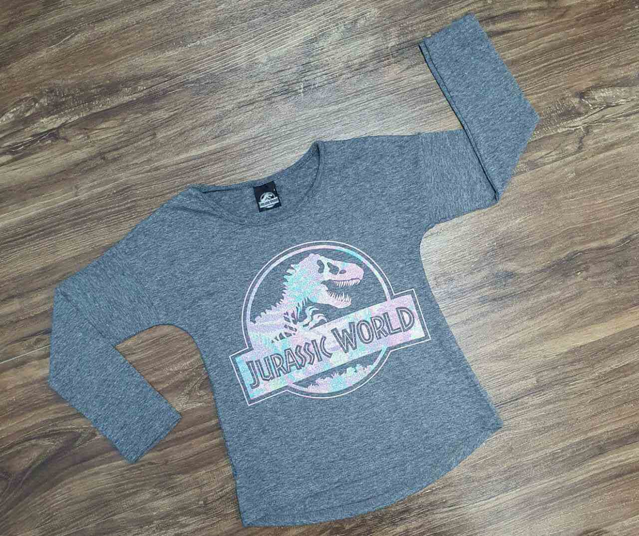 Blusa Jurassic World Cinza Infantil 