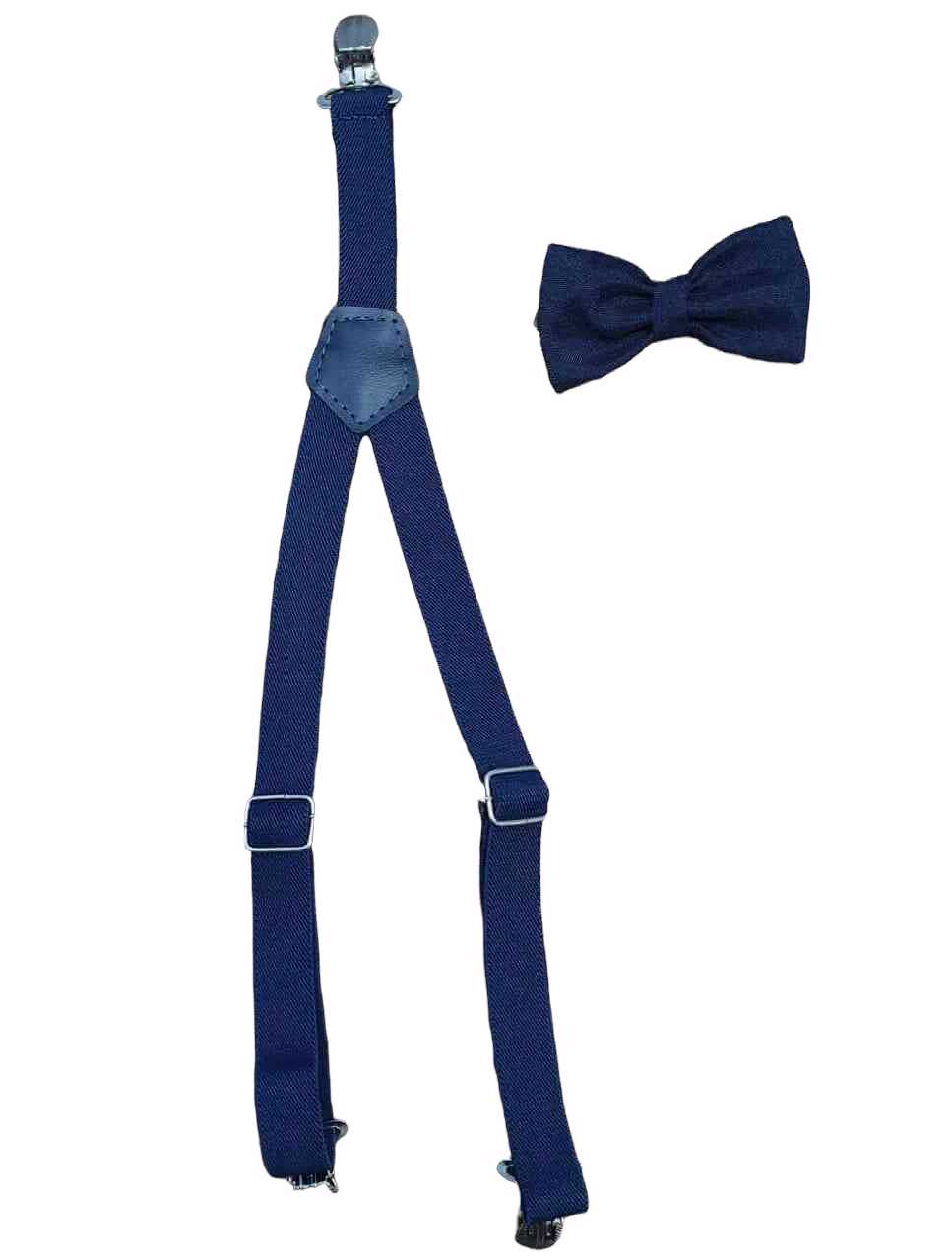 Calça Azul Marinho com Suspensório e Camisa Dinossauros com Gravata