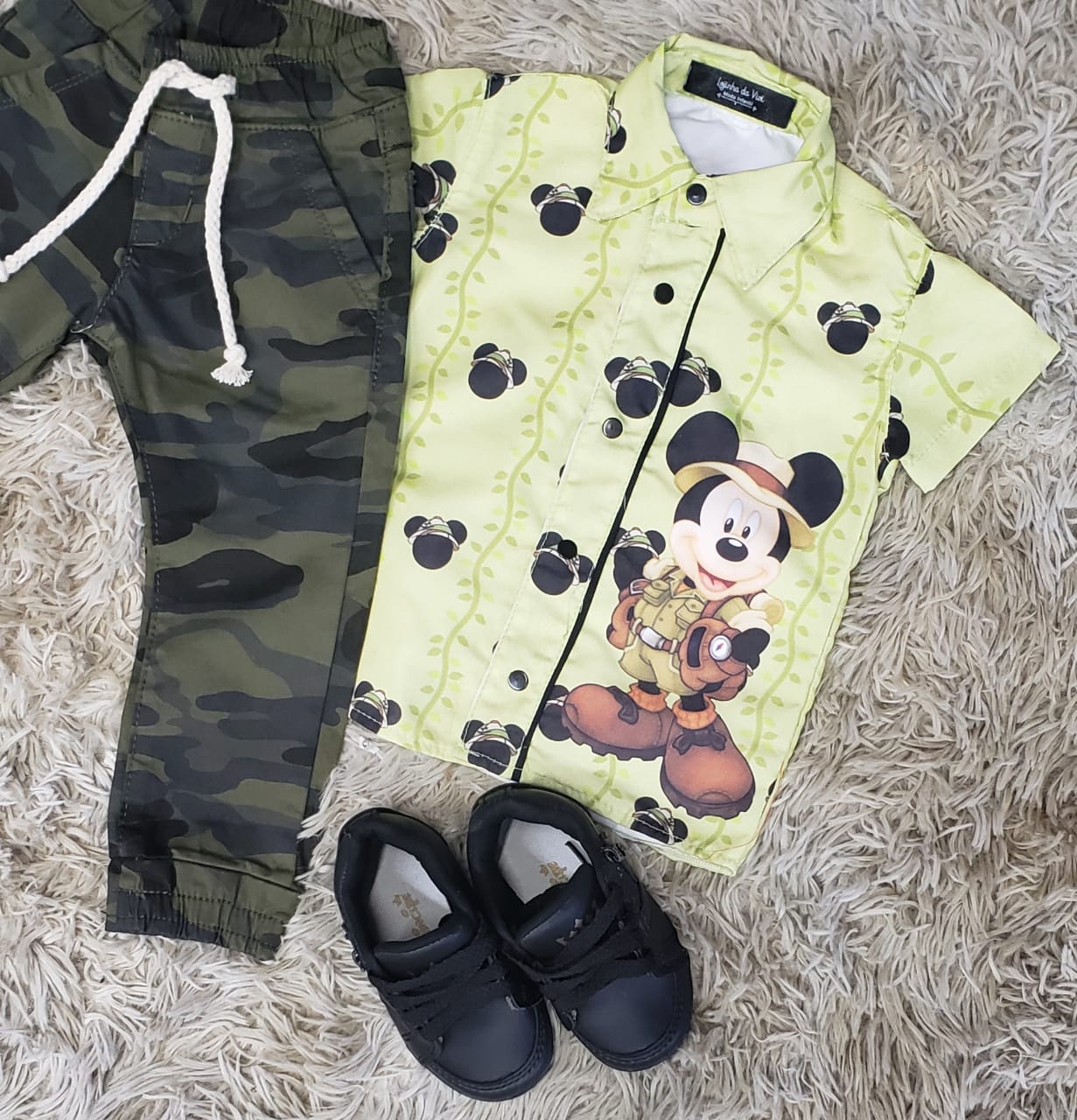 Conjunto Calça Camuflada Mickey Safari Infantil