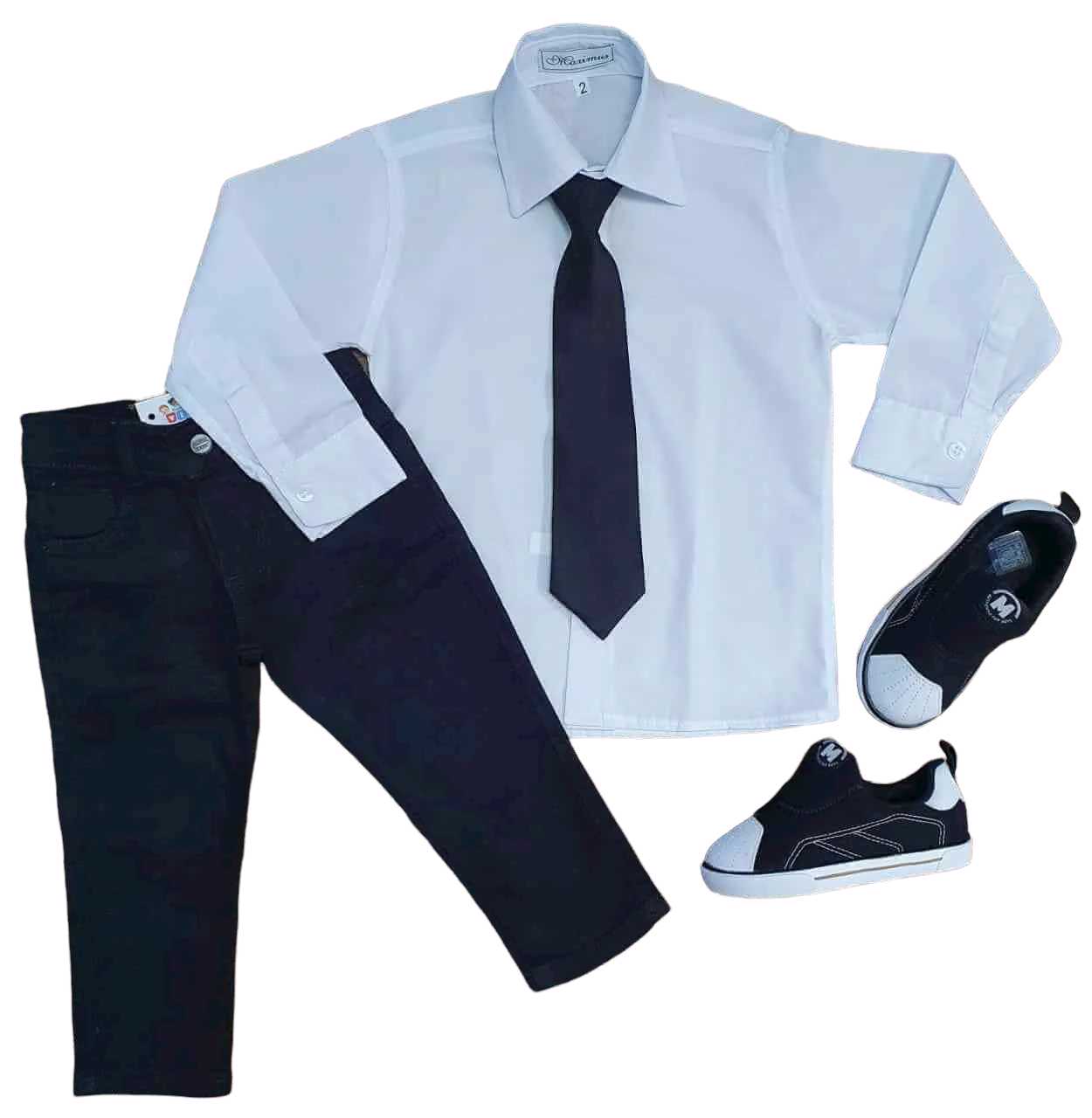 Calça Preta com Camisa Social Branca e Gravata  - Lojinha da Vivi