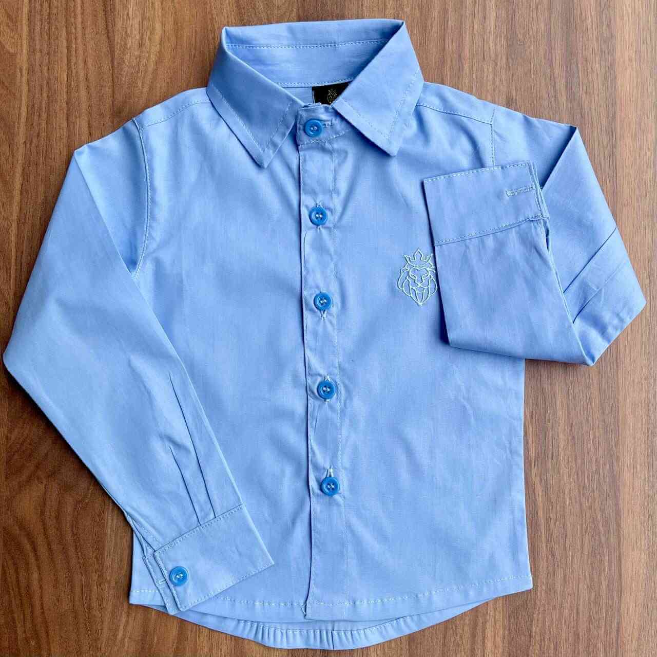 Camisa Azul Claro Manga Longa Infantil