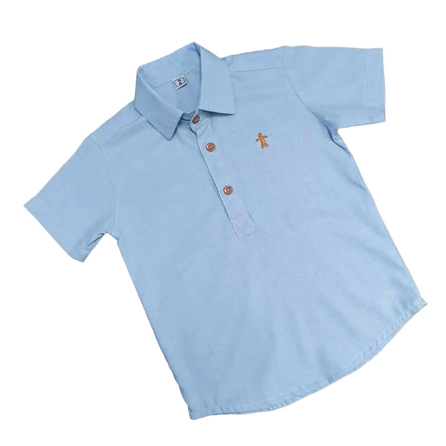 Camisa Bata Azul Social com Botões Infantil