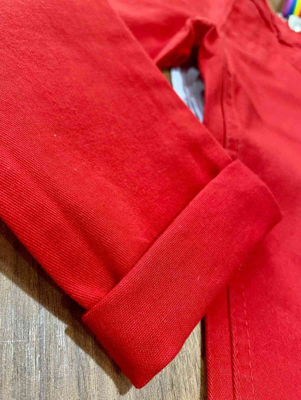 Camisa Manga Longa com Calça Vermelha Infantil