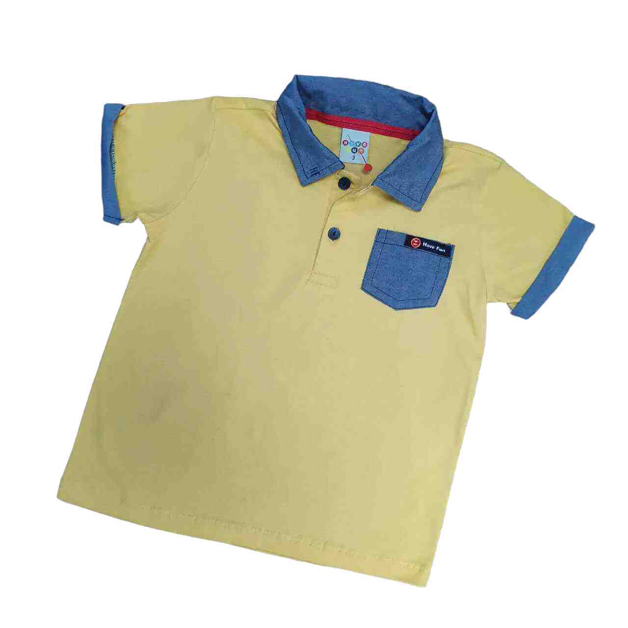 Camisa Polo com Bolso Amarela Infantil