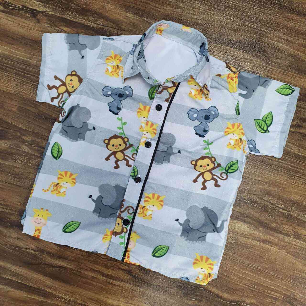 Camisa Safari Cinza Infantil