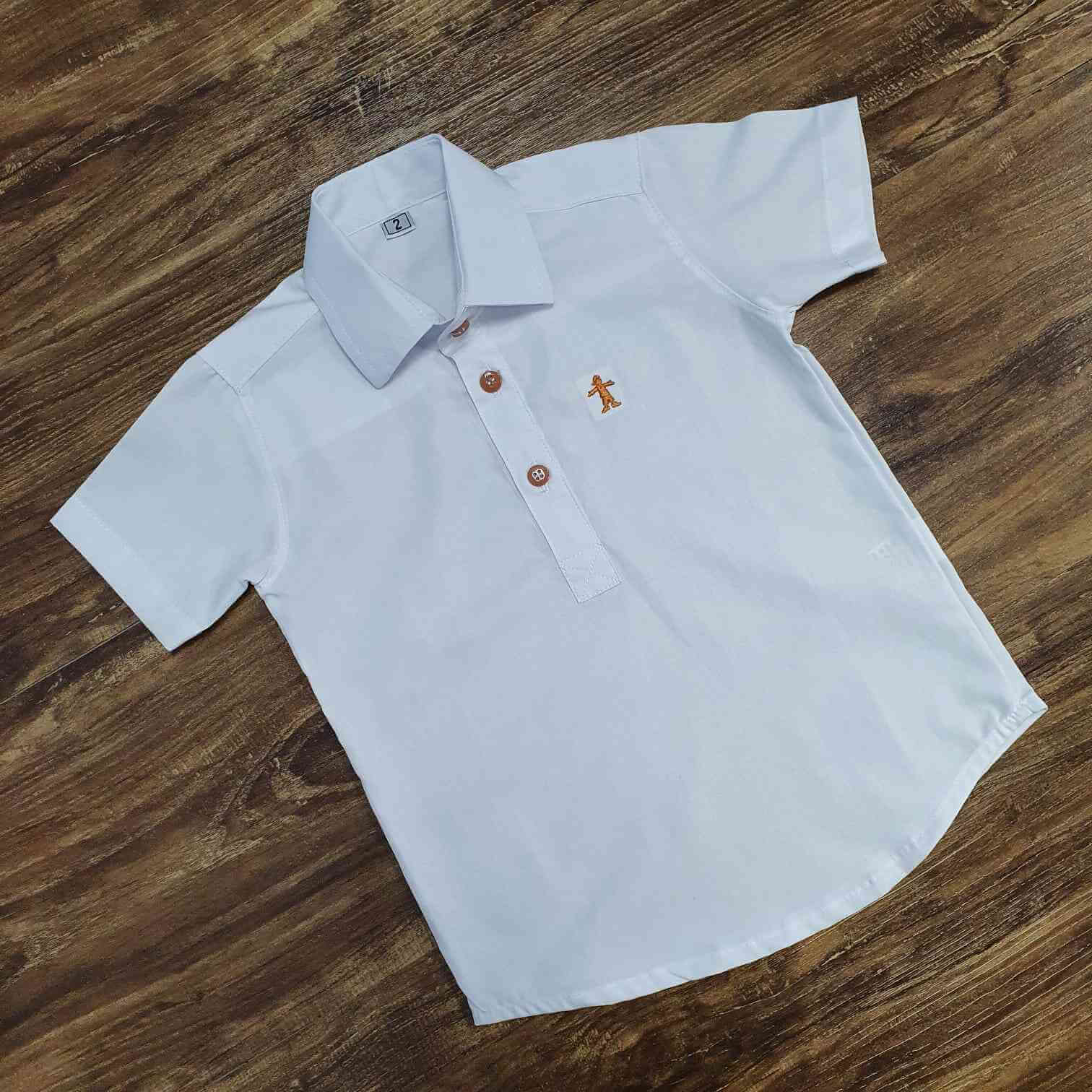 Camisa Bata Social Branca com Botões Infantil
