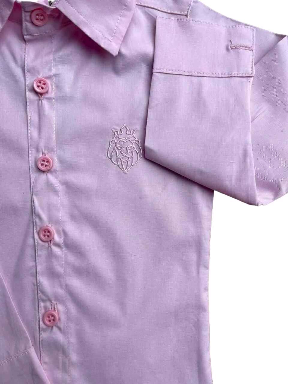 Camisa Social Rosa Manga Longa Infantil