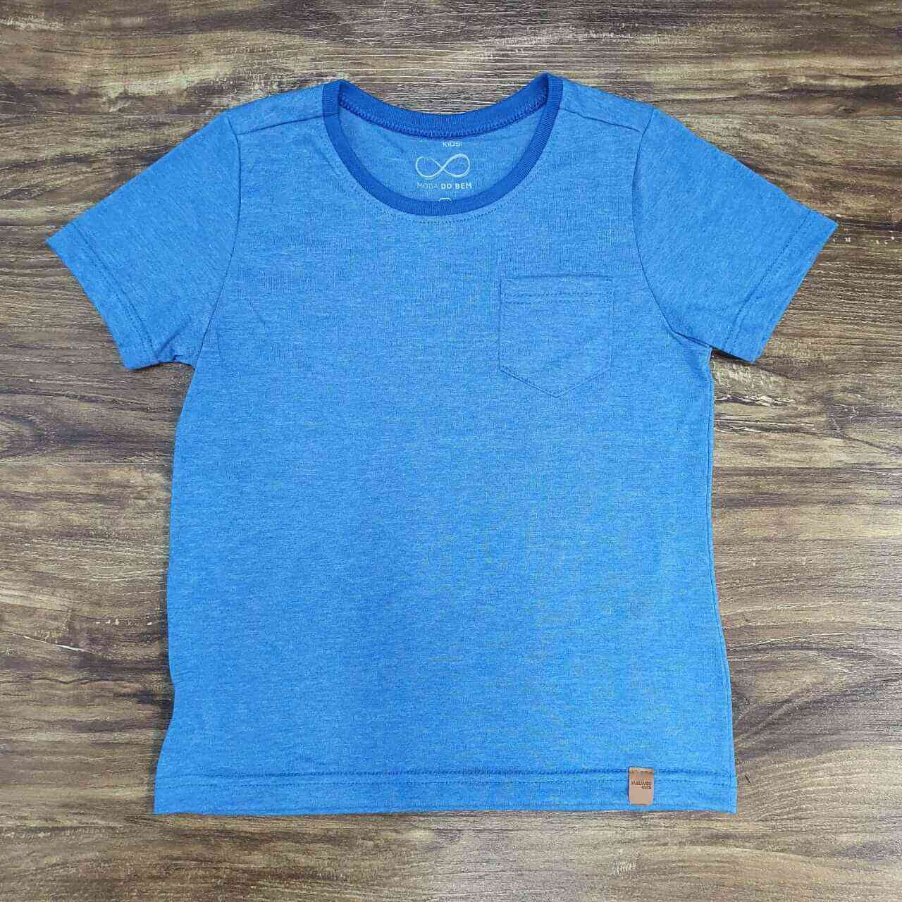 Camiseta Azul com Bolso Infantil