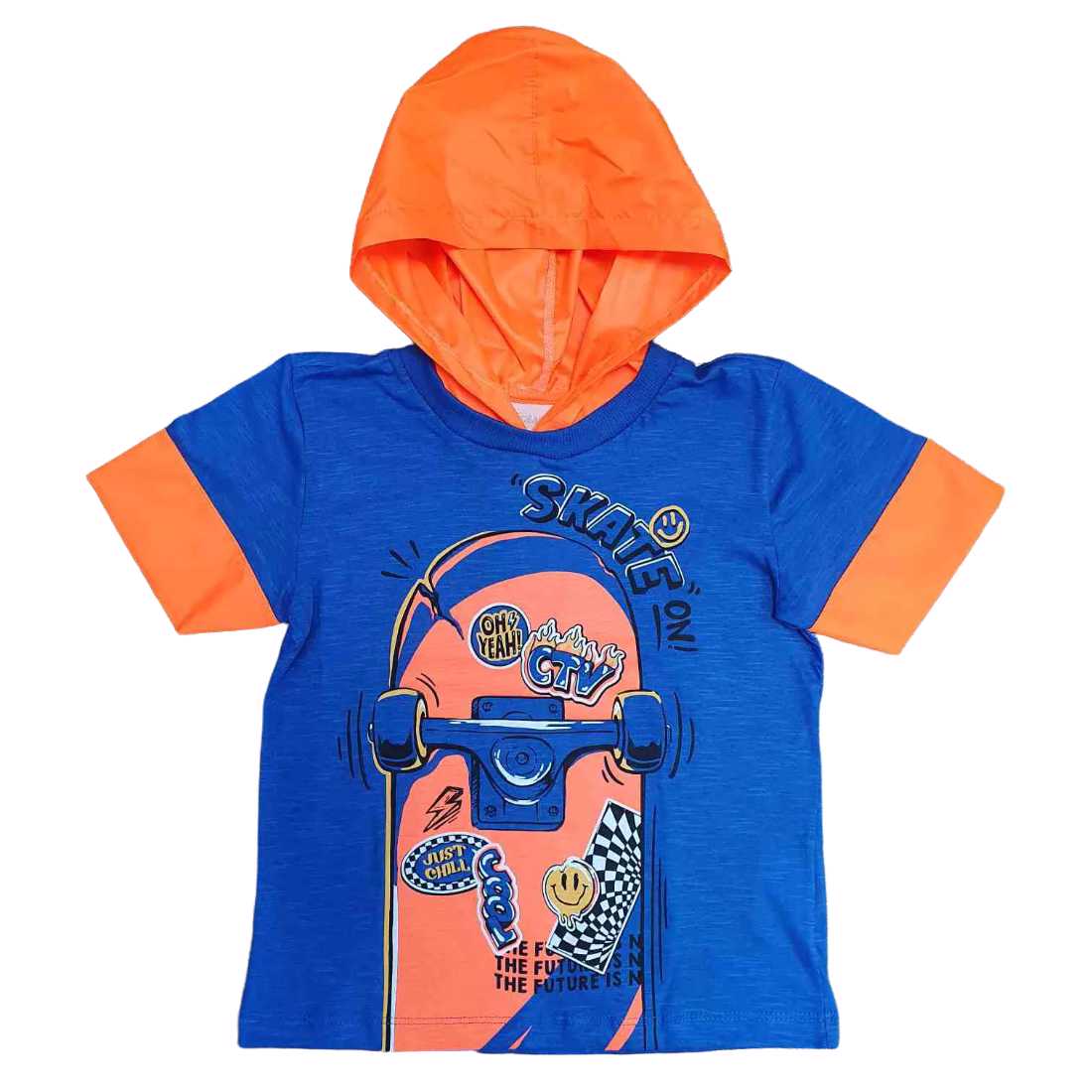 Camiseta Azul com Capuz Skate Infantil