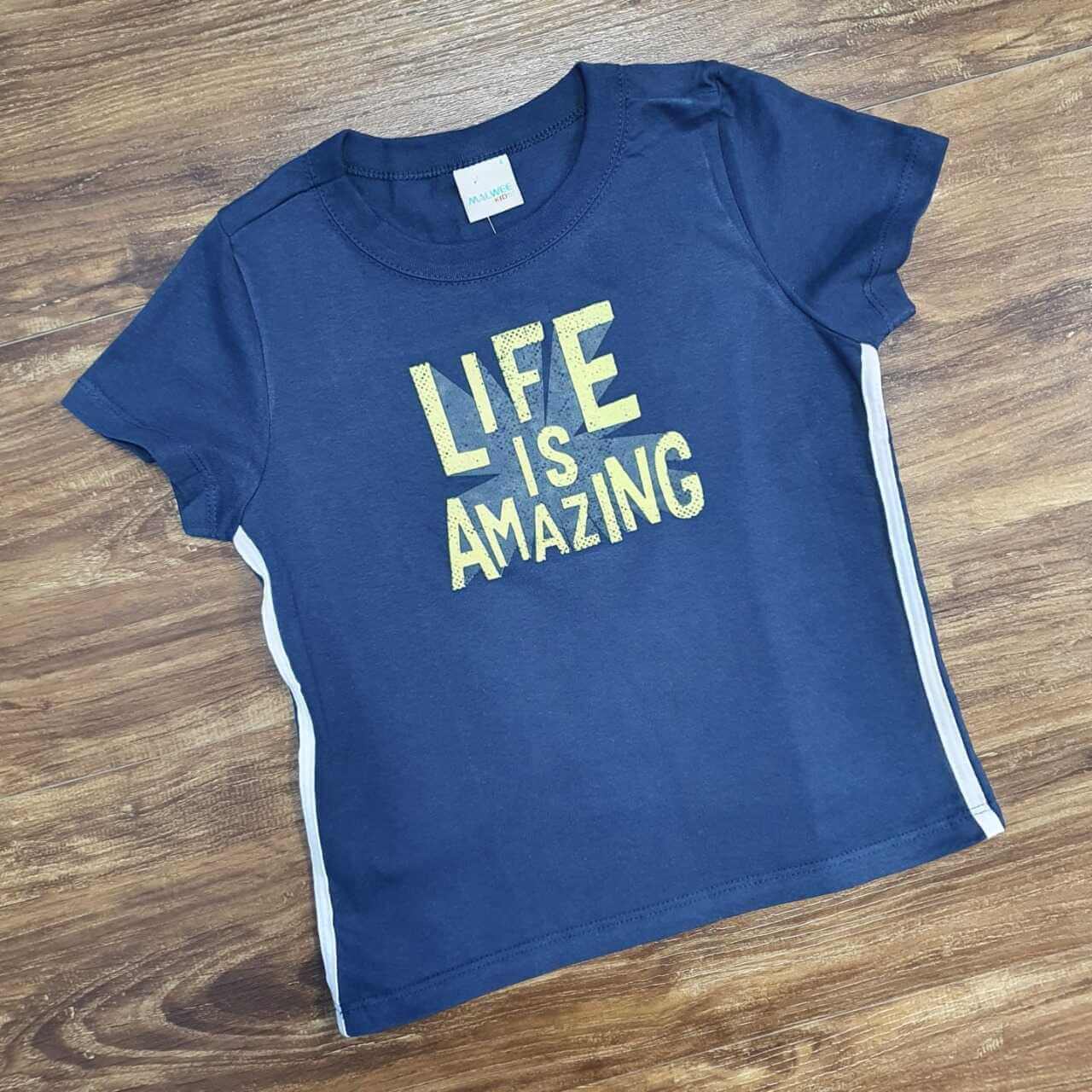 Camiseta Azul Life Is Amazing Infantil