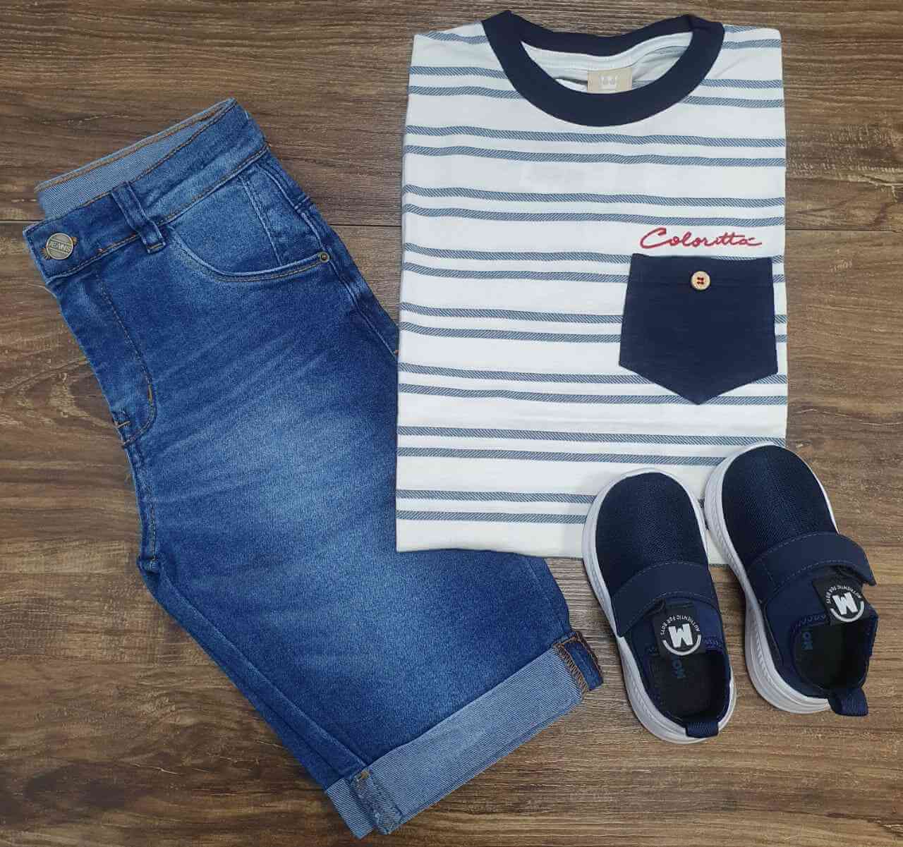 Camiseta Bolso com Bermuda Infantil 
