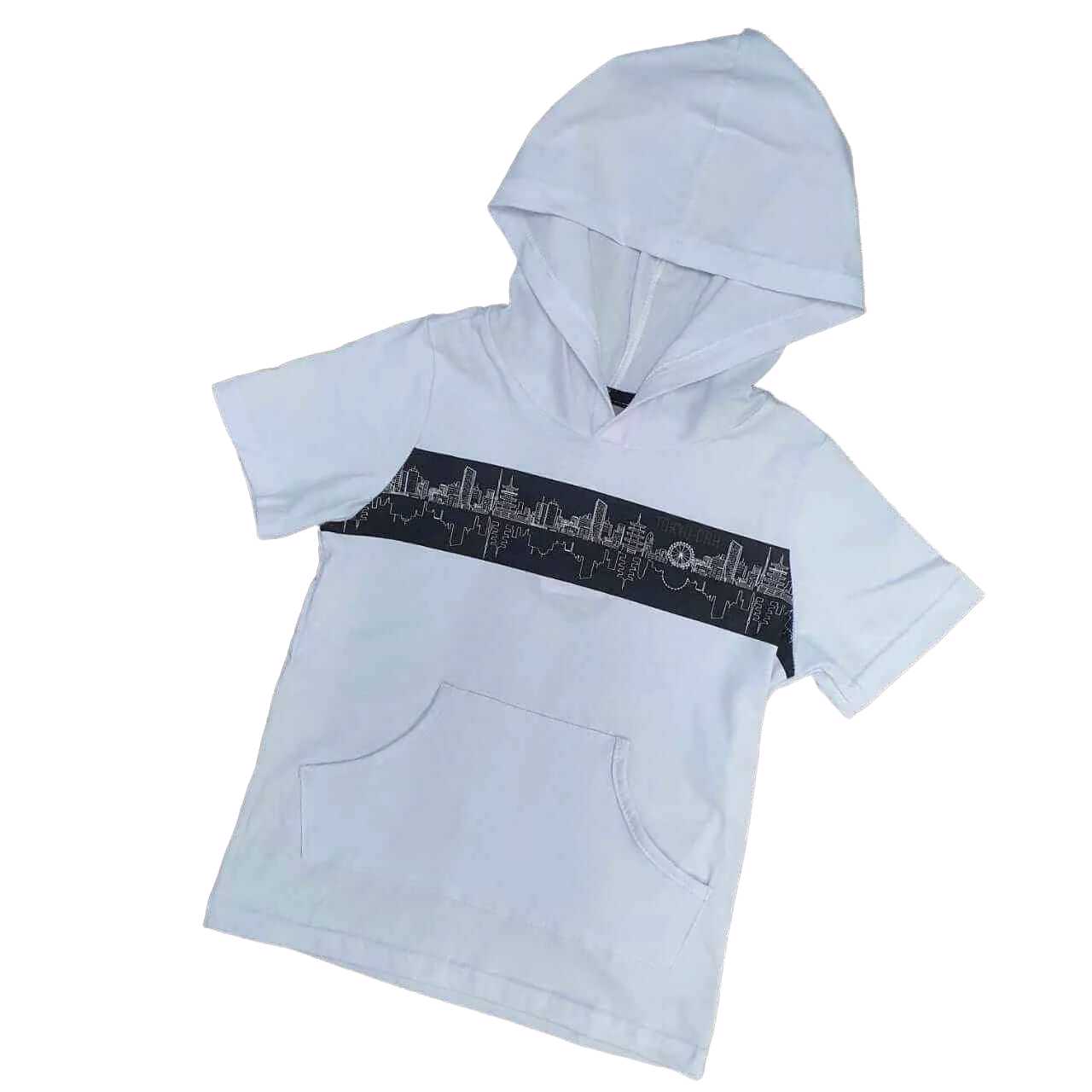 Camiseta Branca com Capuz Infantil  - Lojinha da Vivi