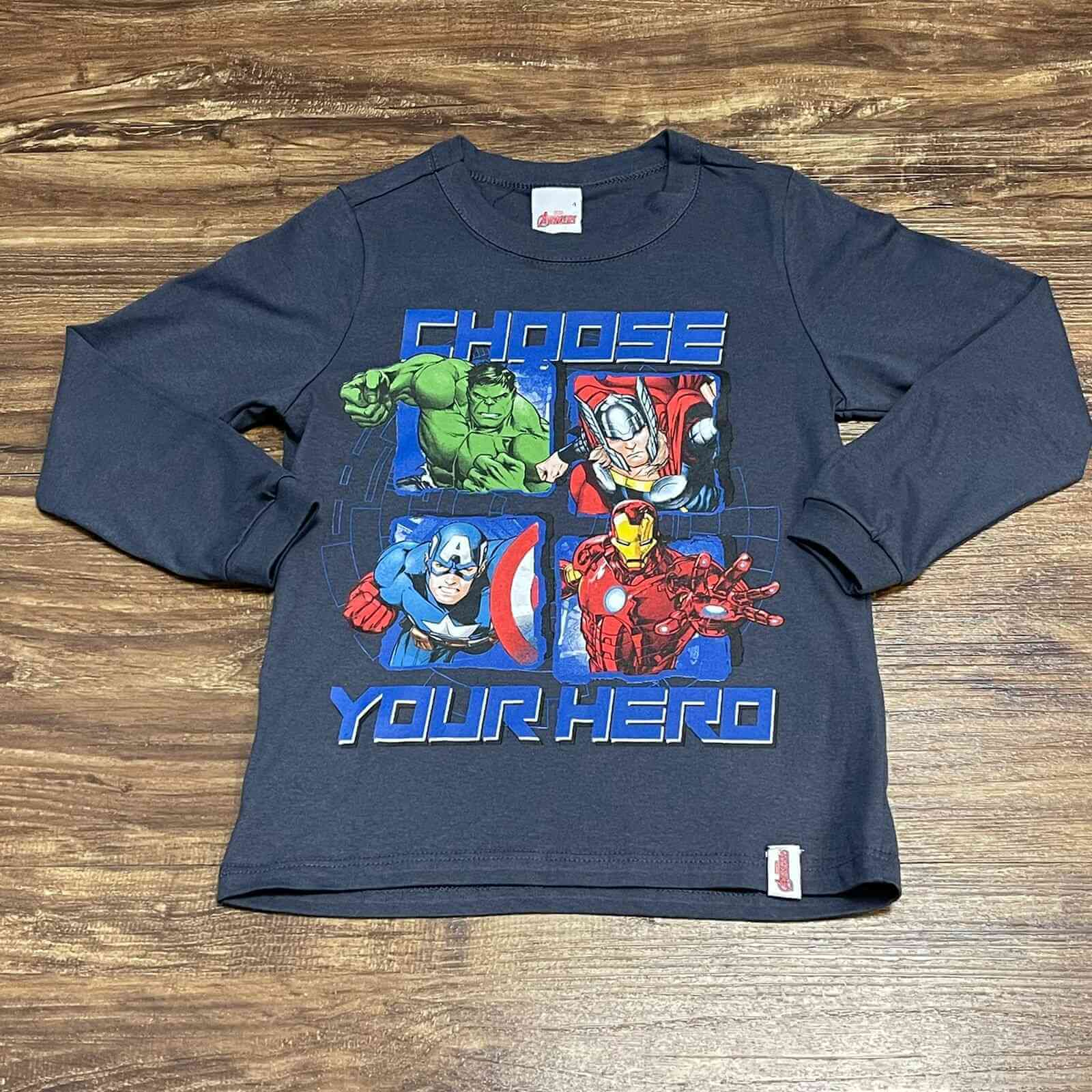 Camiseta Cinza Chumbo Avengers Infantil